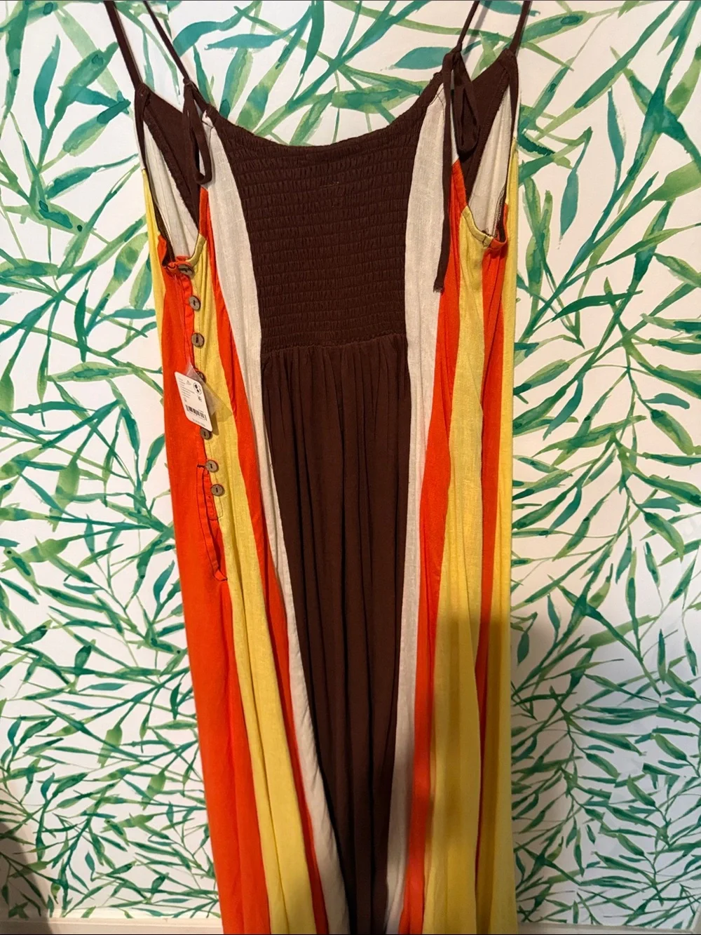 Free People Colorblock Maxi Dress - Brown, Cream, Yellow, Orange
